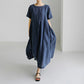 Women’s Casual Loose Fit Round Neck Dress with Pockets