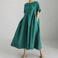 Women’s Casual Loose Fit Round Neck Dress with Pockets