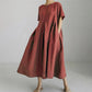 Women’s Casual Loose Fit Round Neck Dress with Pockets