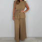 Women's Sleeveless Belted Top and Long Pants Set