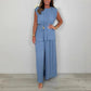 Women's Sleeveless Belted Top and Long Pants Set