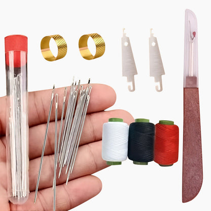 🧵🪡37 Pcs Large Eye Sewing Needles Set - Big Eye Needles for Easy Threading | Heavy Duty Hand Needles for Leather, Denim, Yarn & Craft