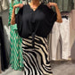 Women's Knot Front Blouse & Midi Skirt Casual Set