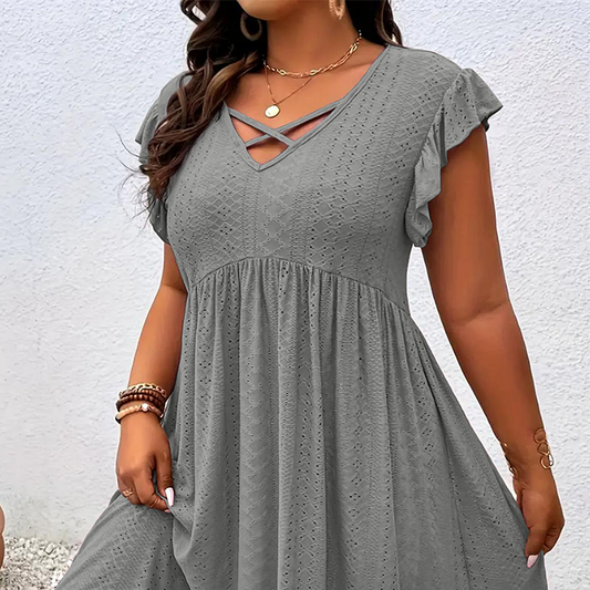 ⏳ Time-Limited Special ⏰ Women's V-Neck Ruffle Trim Dress – Flattering, Soft & Perfect for Any Event 🌸✨
