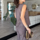 Women's Sleeveless Button Down Vest & Pants Set