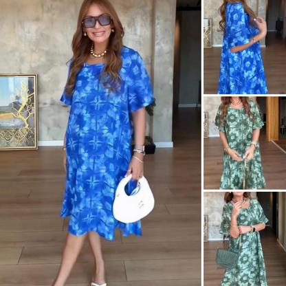 Women's Printed Round-Neck Short-Sleeve Dress