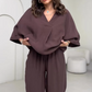Women's V-Neck Top & Ankle Pants Casual Set