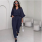 Women's V-Neck Top & Ankle Pants Casual Set