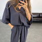 Women's V-Neck Top & Ankle Pants Casual Set