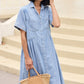 Loose Fit Pocket Details Lapel Denim Dress