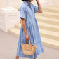 Loose Fit Pocket Details Lapel Denim Dress