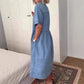 Loose Fit Pocket Details Lapel Denim Dress