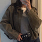 Fashion Solid Color Loose Zipper Jacket