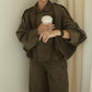 Fashion Solid Color Loose Zipper Jacket