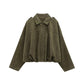Fashion Solid Color Loose Zipper Jacket