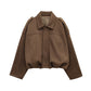 Fashion Solid Color Loose Zipper Jacket