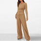 Asymmetrical Long-Sleeve T-Shirt & Wide-Leg Pants Set