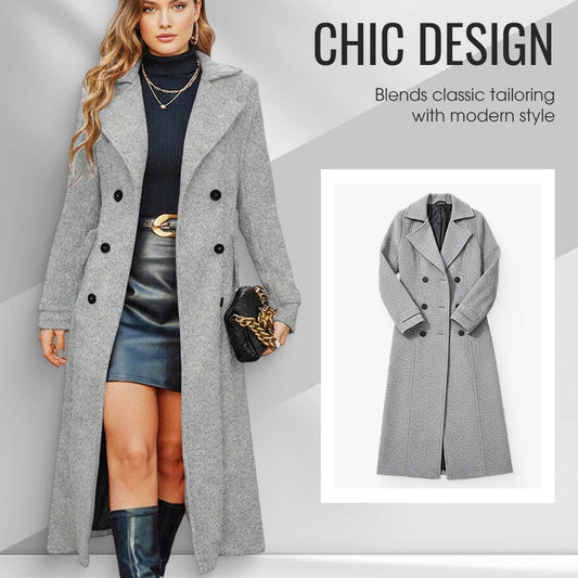 Women's Gray Button Details Long Coat