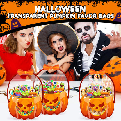🎃 Ready for Trick or Treat – 10 Halloween Pumpkin Bags with Zipper & Carry Handle. UK Stock