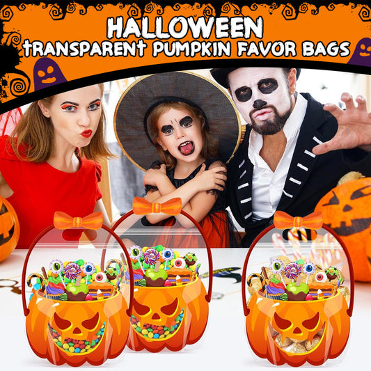 🎃 Ready for Trick or Treat – 10 Halloween Pumpkin Bags with Zipper & Carry Handle. UK Stock