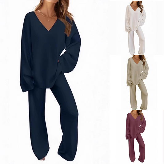 🔥 LAST DAY PROMOTION - 50%OFF 🔥Women's V-Neck Long Sleeve Sweater & Pants Set