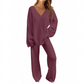 🔥 LAST DAY PROMOTION - 50%OFF 🔥Women's V-Neck Long Sleeve Sweater & Pants Set
