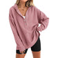 🎉 LIMITED TIME 50% OFF! 🧥 Women's Fashion Long Sleeve Hoodie – V-Neck Button Detail, Relaxed Fit & Side Slits – Effortlessly Chic 🌸✨