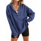🎉 LIMITED TIME 50% OFF! 🧥 Women's Fashion Long Sleeve Hoodie – V-Neck Button Detail, Relaxed Fit & Side Slits – Effortlessly Chic 🌸✨