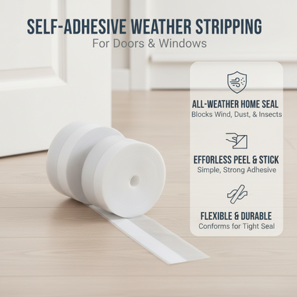 📢50% OFF !!🏠Self-Adhesive Weather Stripping – Wind-Proof & Insulating, Easy to Apply for a Cosier, More Energy-Efficient Home ✨