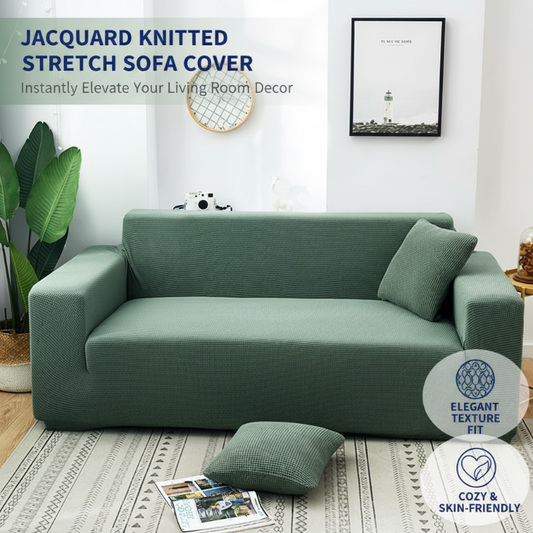 🛋️ Instant Sofa Makeover – Jacquard Knitted Stretch Cover with Elegant Texture. 50% Off. UK Stock
