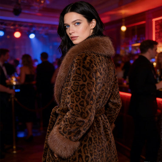 🎁2026 New Arrivals 60% OFF💥Women's Leopard Print Fluffy Faux Fur Coat with Belt🔥🔥