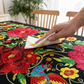 Mexican Floral Tablecloth with Scalloped Edge