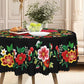 Mexican Floral Tablecloth with Scalloped Edge