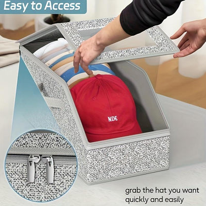 🔥50% OFF!!📢🧢 Stackable Baseball Cap Boxes – Space-Saving & Dustproof, Keep Hats Tidy & Easy to Find📦