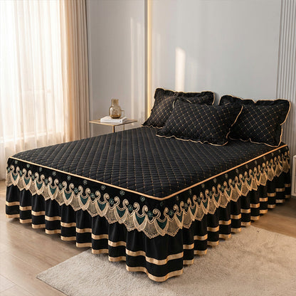 🛏️ Instantly Refresh Your Bedroom – Ruffled Valance Sheet & Pillowcases. Stretchy Fit, No Iron Needed. UK Dispatch