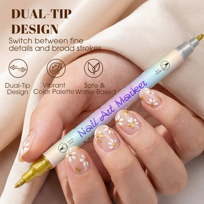 💅 No UV Lamp, No Smudges – Dual-Tip Nail Art Pens for Easy DIY. 50% Off. UK Stock