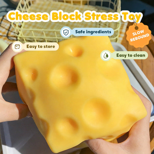 Giant Cheese Stress Toy 🧀 Squeeze the Day Away – A Big, Bouncy Block of Calm ✨