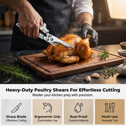 🍗 One Pair, Every Kitchen Job – Multi-Function Shears with Built-In Opener & Nutcracker. Half Price. Free UK Delivery