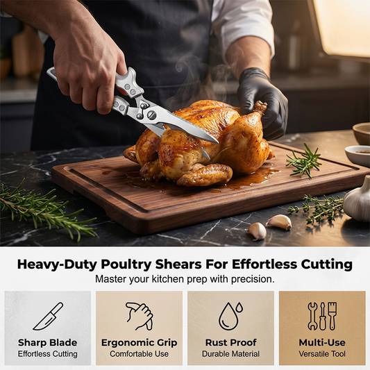 🍗 One Pair, Every Kitchen Job – Multi-Function Shears with Built-In Opener & Nutcracker. Half Price. Free UK Delivery