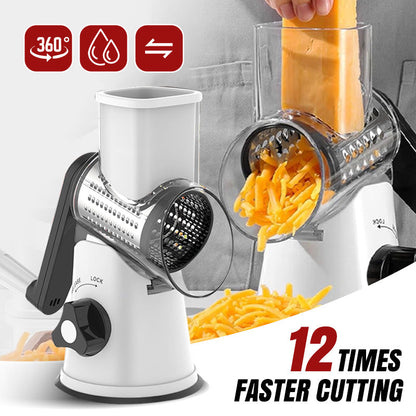 🧀 Slice & Grate Without Cutting Your Fingers – 3-in-1 Rotary Cheese Grater. 50% Off. UK Stock