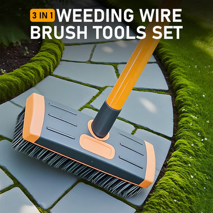 🧹 Hot Sale 50% OFF 🔥 3-in-1 Weeding Wire Brush Tools Set – Perfect for Patios, Driveways & Garden Paths 🏡✨