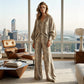 Women's Snake Print Top & Wide-Leg Pants Set