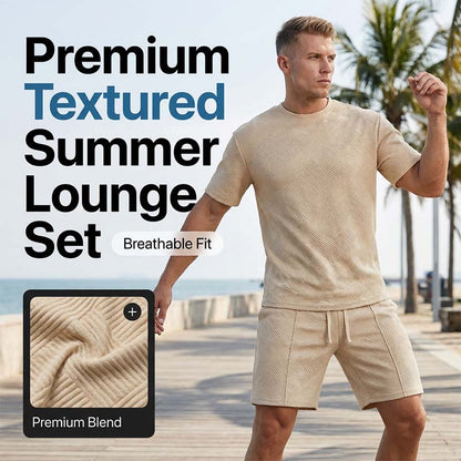 🧵 Men's Textured Short-Sleeve Shirt & Shorts Set – Subtle texture adds depth to your outfit. Relaxed fit, soft fabric & perfect for smart-casual summer dressing 🌿