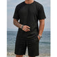 🧵 Men's Textured Short-Sleeve Shirt & Shorts Set – Subtle texture adds depth to your outfit. Relaxed fit, soft fabric & perfect for smart-casual summer dressing 🌿
