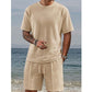 🧵 Men's Textured Short-Sleeve Shirt & Shorts Set – Subtle texture adds depth to your outfit. Relaxed fit, soft fabric & perfect for smart-casual summer dressing 🌿