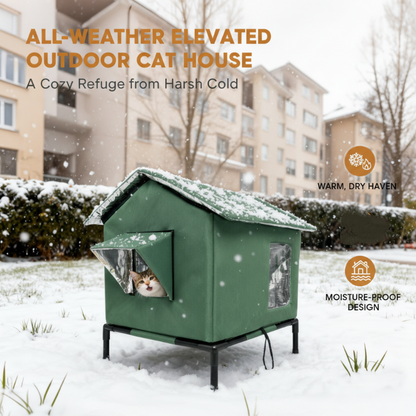 ⏳ Time-Limited Special ⏰ All-Weather Elevated Outdoor Cat House 🐱– Waterproof, Thermal Lining & Foldable🌧️