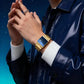 ⌚50% OFF NOW ! ✨Men's Square Face Quartz Watch – Gold Stainless Steel Band, Unique Dial Design, Business Casual Fashion Wristwatch for Daily & Gift Wear