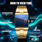 ⌚50% OFF NOW ! ✨Men's Square Face Quartz Watch – Gold Stainless Steel Band, Unique Dial Design, Business Casual Fashion Wristwatch for Daily & Gift Wear