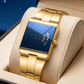 ⌚50% OFF NOW ! ✨Men's Square Face Quartz Watch – Gold Stainless Steel Band, Unique Dial Design, Business Casual Fashion Wristwatch for Daily & Gift Wear