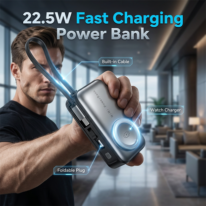 ⚡ 20W PD Fast Charge, One Device Does It All. 4-in-1 Portable Charger with Built-In Wires. Limited Deal